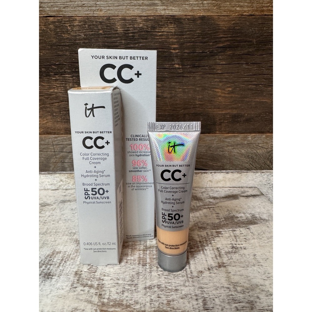 IT Cosmetics CC+ Cream Light Medium 12ml | Travel Size SPF 50 | MSRP = $22